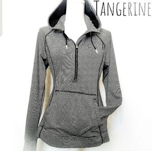 Tangerine •Collared Hoodie •Black/White Stripe •XL